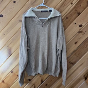 Northern Isles Womens Cotton 1/4 Zip Sweater Mock Neck XXL Tan - Picture 1 of 5