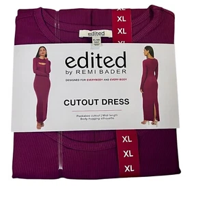 Edited Women's Size X-Large Dress Cutout Long Midi Slit Ribbed Remi Bader 14-16 - Picture 1 of 13