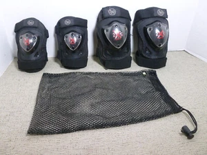Rodilleras y coderas multideporte rojas/negras niños jóvenes talla pequeña con bolsa de malla - Imagen 1 de 18