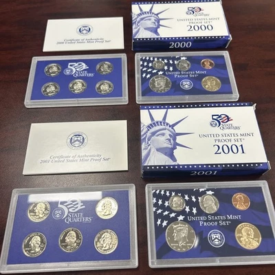 2000 & 2001 United States Mint Proof Sets In Original Package Kennedy & $1 Coin! - Image 1 of 4