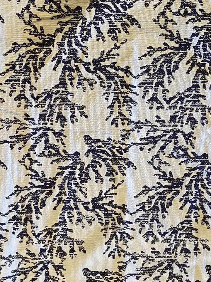 Cortina de Ducha Company Store Azul y Blanco Estampado Playa Coral Algodón Grueso Pesado Foto 1 de 4