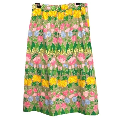 复古 Briggs New York 花卉 A 字裙 Cottagecore Preppy Old Money 尺寸 4 — 第 1/4 张图片