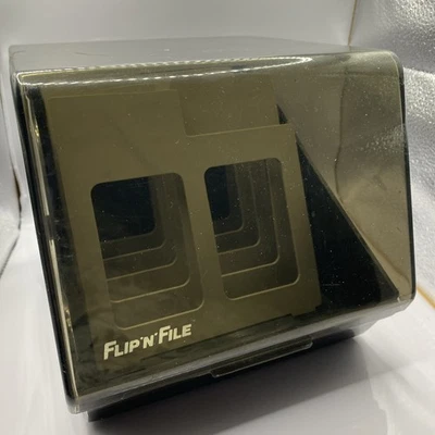 Flip N File 5.25 Floppy Disk Smoked Plastic Storage Organizer 5 Dividers Vtg PC - Image 1 of 4