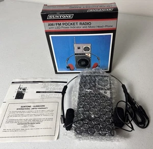 Vintage SUNTONE AN/FM pocket Radio - New With Original Packaging, Model RR004šµ - Picture 1 of 5