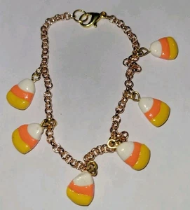 Candy Corn Bracelet Gold Tone Sweet Halloween - Picture 1 of 3