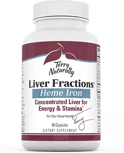 Terry Naturally Liver Fractions, 90 Capsules, Heme Iron, Beef Liver Concentrate - Picture 1 of 6