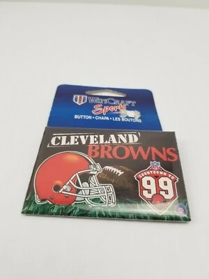 Vintage Wincraft CLEVELAND BROWNS 3" Pin on Button circa 1998 NOS NEW NFL USA - Image 1 of 3
