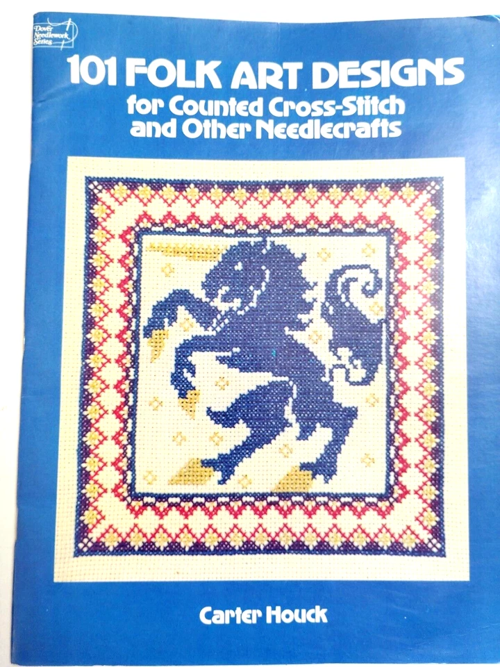 101 Folk Art CountedCross Stitch Needlecraft Design Pattern Dover Needlework VTG - Image 1 of 4