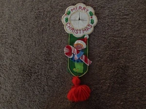 VTG FELT AND SEQUINED DOOR KNOB COVER WITH ELF AND CANDY CANE - Picture 1 of 8