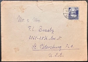 Germany #10N41 single  on cover to US; no flap, tear at top; Marx  *d - Picture 1 of 2