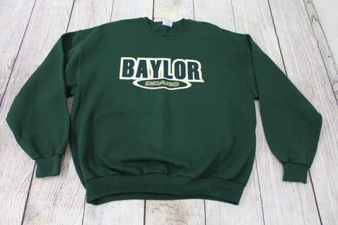 Jerzees Baylor Bears Green Spellout Logo Crewneck Sweatshirt Men's size XL Cover