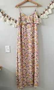 Abito midi Joie 100% seta giardino floreale volant cami slip rosa fata civetta S - Foto 1 di 10