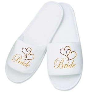 Personalised Heart Slippers / Mules Ideal for Weddings Honeymoon Home Bride Mum - Picture 1 of 7