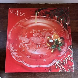 Vintage Studio Nova Magical Eve Glass Platter 15” Reindeer Santa WY367/601 - Picture 1 of 5