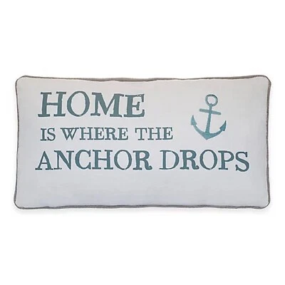 new Provincetown 12x24 Feather-Filled Pillow with Home is Where the Anchor Drops - Image 1 of 4
