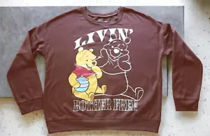 Disney Winnie the Pooh "Livin' Bother Free" Brown Sweatshirt - Women's Medium - Picture 1 of 5