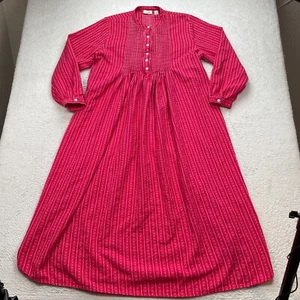 L L Bean Nightgown Women's Size Large Dobby Stripe Pintuck Cotton Cottagecore - Picture 1 of 9