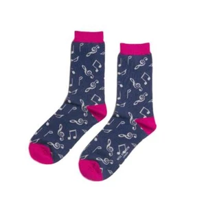 Treble Clefs and Music Notes Navy Womens Novelty Ankle Socks Adult One Size - Picture 1 of 2