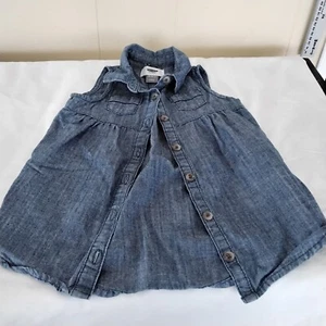 Vestido vaquero sin mangas azul marino antiguo para niños pequeños bolsillos delanteros talla 18-24M abotonado - Imagen 1 de 4