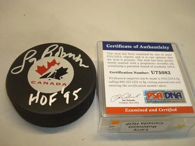 Larry Robinson Signed Team Canada Hockey Puck Autographed PSA/DNA COA 1A - Image 1 of 3