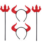4 Pcs Halloween Devil Headband Fork Costume Role Play Outfits Cosplay