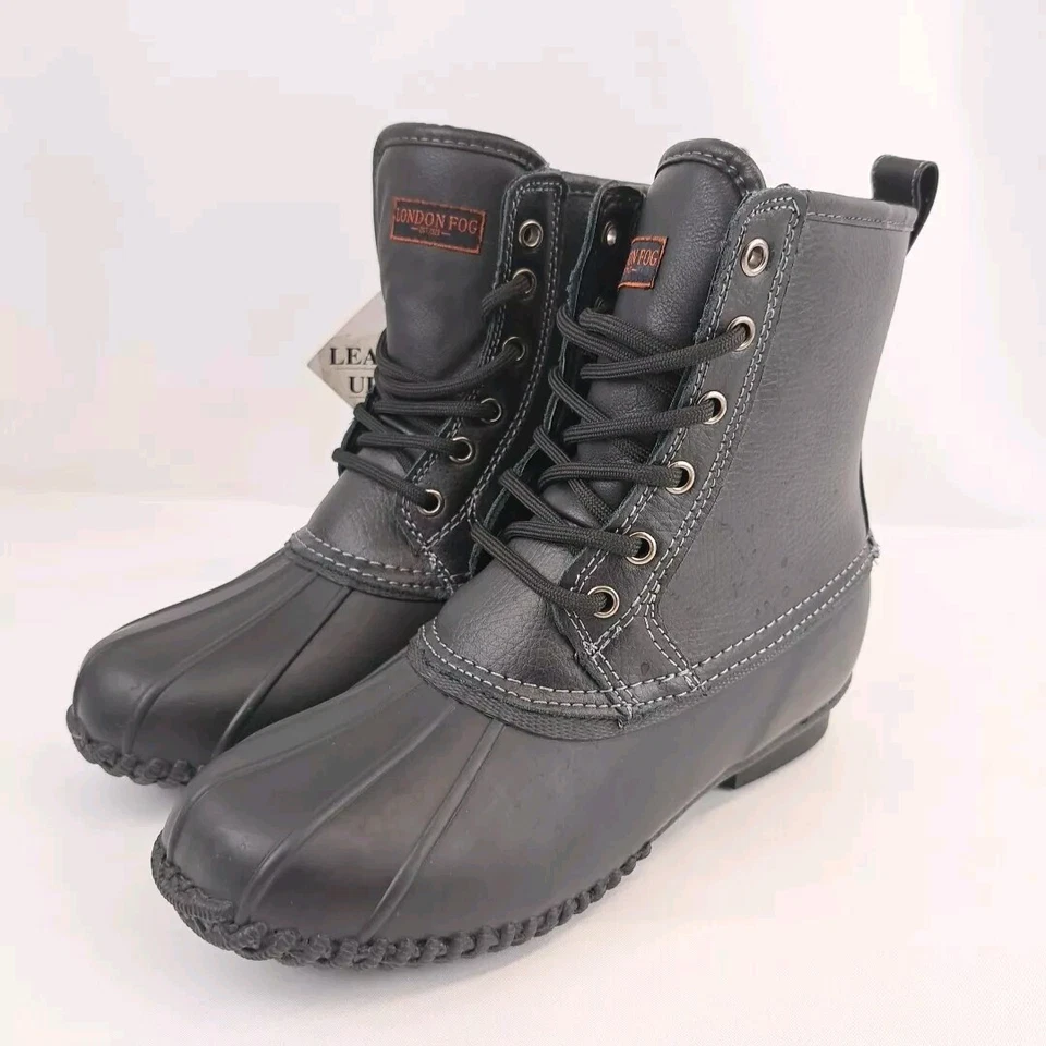 London Fog Womens LFM Sutton Black Leather Size 7 M Duck Waterproof Boots - Image 1 of 4