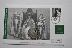 🧭 🇸🇱 SIERRA LEONE 1 DOLLARO 2003 INCORONAZIONE GIUBILEO COIN COVER B73 #24 - Foto 1 di 4