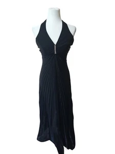 Vintage Y2k Dress Size 3/4 Halter Embellished Maxi 90s Jump Apparel Black Prom - Picture 1 of 11