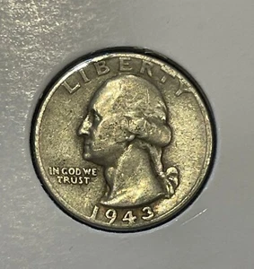 USA 1/4$ 1943 Washington Silver Quarter KM#164 Philadelphia .900Ag aF/VF B1474 - Picture 1 of 8