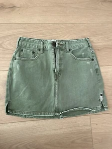 One Teaspoon Mini Denim Skirt Green Khaki Size 25 - Picture 1 of 3