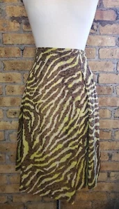 St. John Couture Green Animal Print Chiffon Skirt 16 - Picture 1 of 8