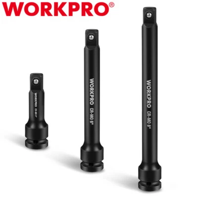 WORKPRO 3 Pieces 1/2" Drive Impact Extension Bar Set 3 6 8 Inch Socket Extension - Image 1 of 4