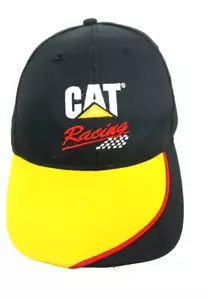 Sombrero de Carreras de Gatos Negro Amarillo Oruga Deslizable Trasero Ala Dos Tonos Camionero Nuevo - Imagen 1 de 10