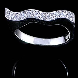 *WAVEY* BRILLIANT CLEAR CZ RING__SZ-5__925 STERLING SILVER - Picture 1 of 3
