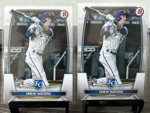 (2) LOTTO CARTE DREW WATERS 2023 BOWMAN ROOKIE #5 KANSAS CITY ROYALS - Foto 1 di 2