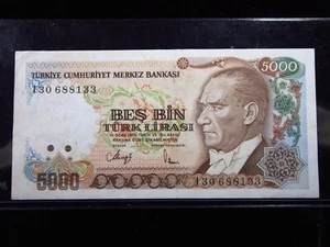 Türkei 5000 Lira ND 1990 P198 Zentralbank Türkiye Bank Geld H8133 - Bild 1 von 2
