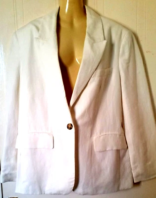 Women's Bershka White Linen Mix Jacket Blazer Small - Image 1 of 4