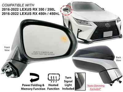 Espejo retrovisor plegable eléctrico Lexus RX 350 350 350L 450h 450hL lado del pasajero 2016-2022 Foto 1 de 4