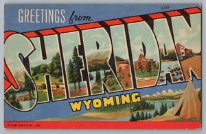Postcard Greetings From Sheridan, Wyoming, Large Letter - Picture 1 of 2