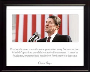 Ronald Reagan Picture, Poster or Framed Quote: "Freedom is Never more than One" - Picture 1 of 18
