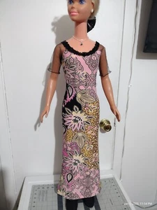 Black and Pink Long Dress for My size 36"/38" Barbie . - Picture 1 of 16