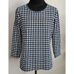 EUC J. Mclaughlin Blue Catalina Cloth 3/4 Sleeve Blouse Tee Top L - Picture 1 of 7