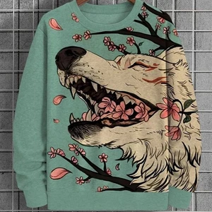 Women's 3d Digital Printing Casual Round Neck Pullover Sweater - Picture 1 of 5