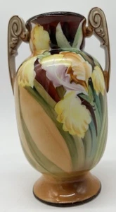 Antike Nippon Morimura Vase handbemalt Iris Blume Art Deco Doppelhenkel  - Bild 1 von 11
