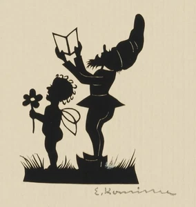 Geburtstagsständchen mit Zwerg, um 1900, Scherenschnitt Unbekannt (20.Jhd) - Picture 1 of 4