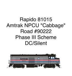 Rapido 81015 Amtrak NPCU "Cabbage" (DC/Silent) Amtrak Phase III #90222 HO Scale - Picture 1 of 4