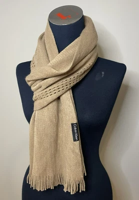 Calvin Klein Beige Fringed Scarf One Size - Image 1 of 4