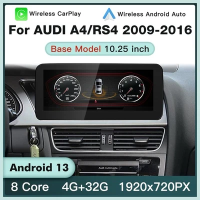 Radio Coche 10.25" Navegación Android Pantalla Auto CarPlay para Audi A4 RS4 Bajo 2009-2016 Foto 1 de 4