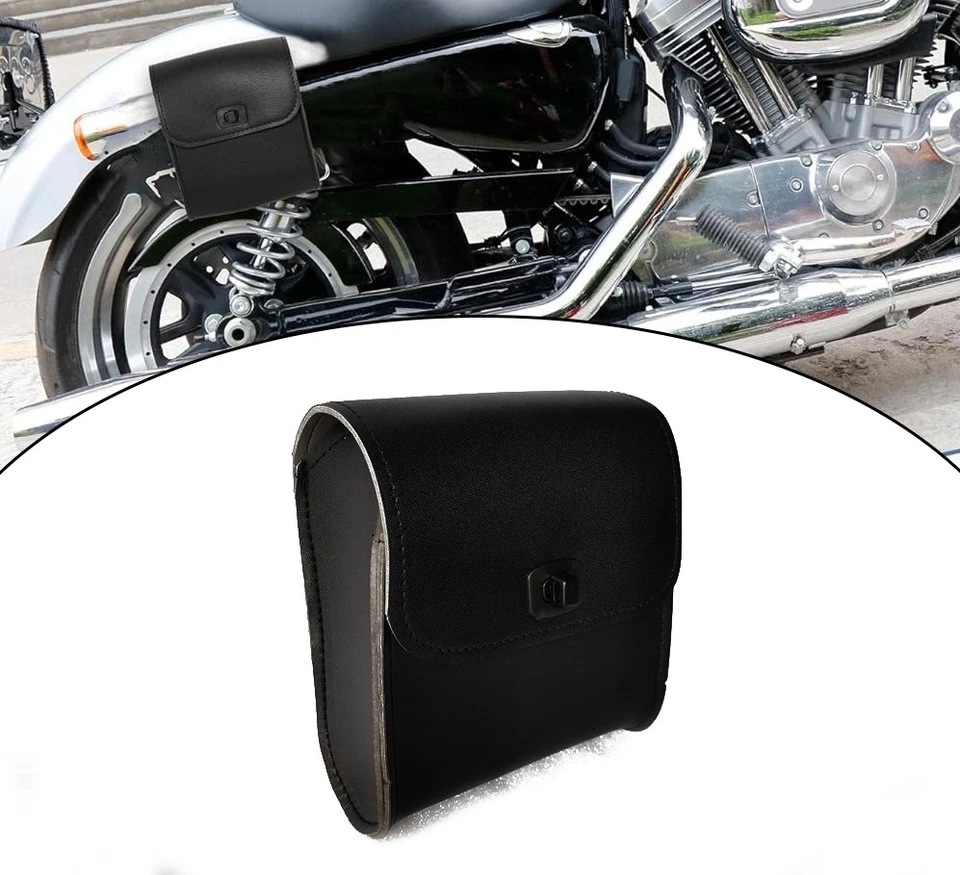 Bolsa de herramientas lateral universal de cuero PU para almacenamiento de bicicletas para silla de montar de motocicleta negra Foto 1 de 4