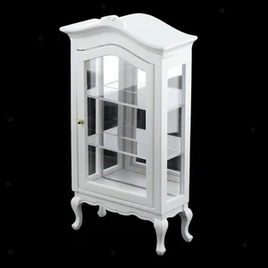 Puppenhaus Möbel Zubehör: 1:12 weiße Miniatur Holz Vitrine USA - Bild 1 von 10